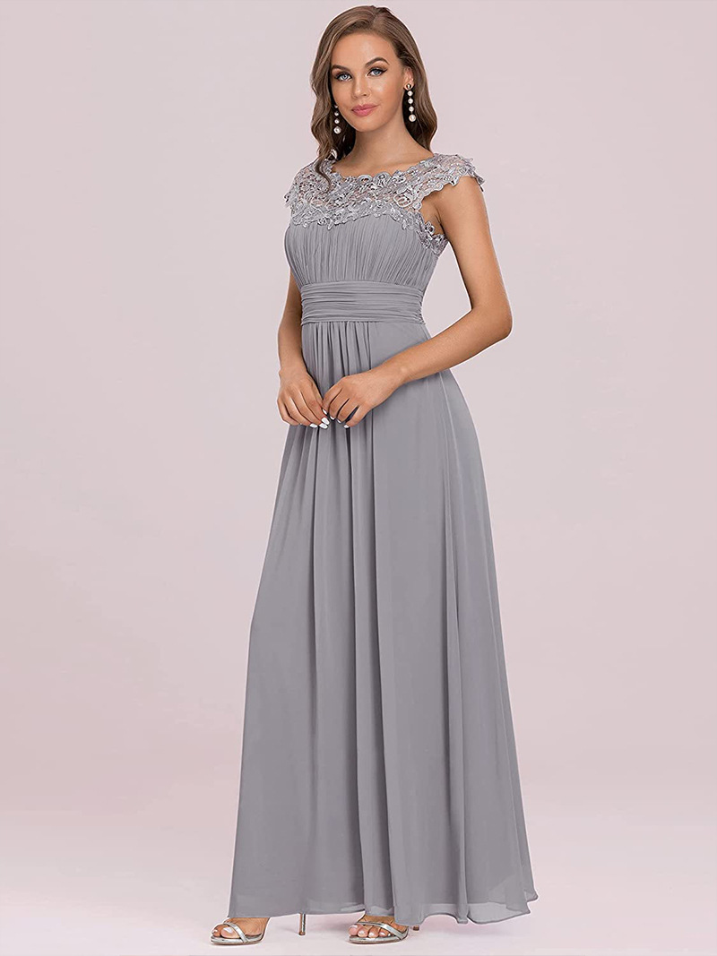 Elegant Floor Length Chiffon Empire Waist Evening Gown  Bridesmaid Long Dresses